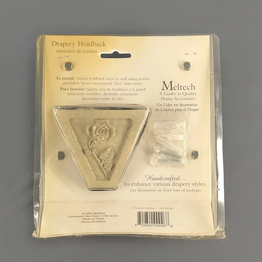 VTG Meltech Varnava Collection Rose Drapery Holdback Cream Pyramid VCH-205-AB